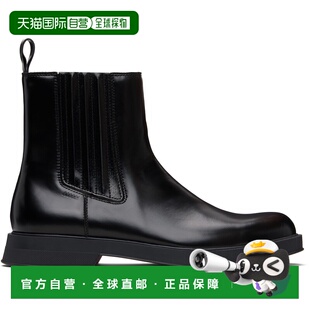 Hugo 雨果 男士 HUGO 黑色 Embossed-Logo Faux-Leather 切尔西靴