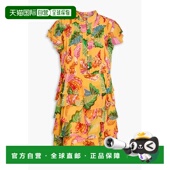 层叠印花乔其纱迷你连衣裙 1h可退 298369YEL RIO 女士 潮奢 FARM