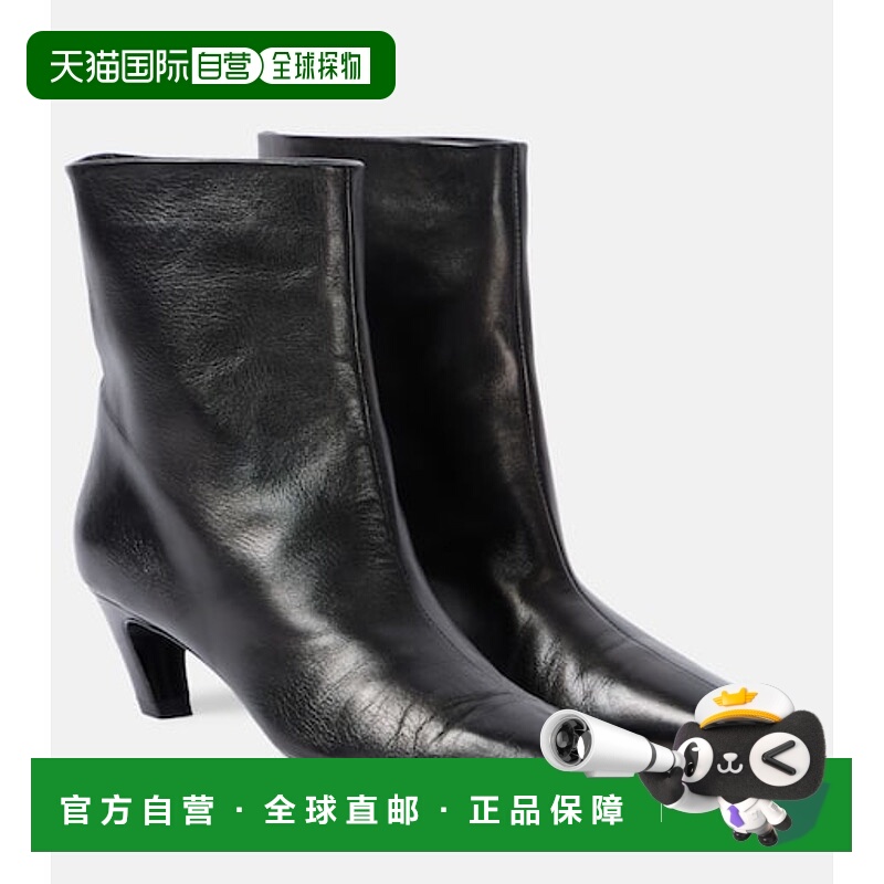 1h可退 潮奢 KHAITE 女士 Arizona 皮质短靴 black黑色 舒适时尚