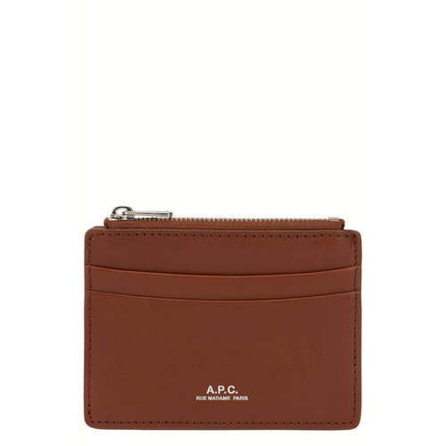 A.P.C. 男士钱包 PXAWVH63669CAD CO 棕色 Leather card holder A