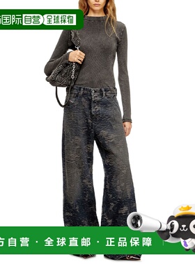 Diesel 迪赛 女士 黑色/深灰色 设计感宽松牛仔裤 A06925007BV02