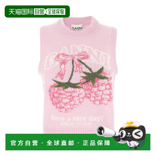 GANNI 甘尼 女士 粉色羊毛混纺背心 A10702782678868