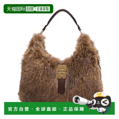 GANNI 女士单肩包 A6997 AW2025 棕色 Ganni Kat Large Coyote Sh