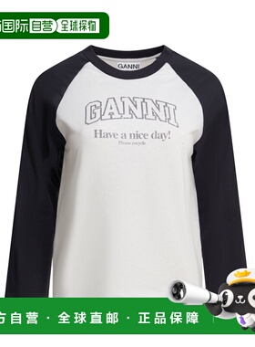 GANNI 女士T恤 A1050058151 SS2026 白色 Two-tone cotton t-shir