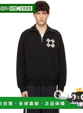 1h可退 潮奢 AMIRI 男士 黑色 MA Quad Half-Zip 套头衫 AMJYCW10