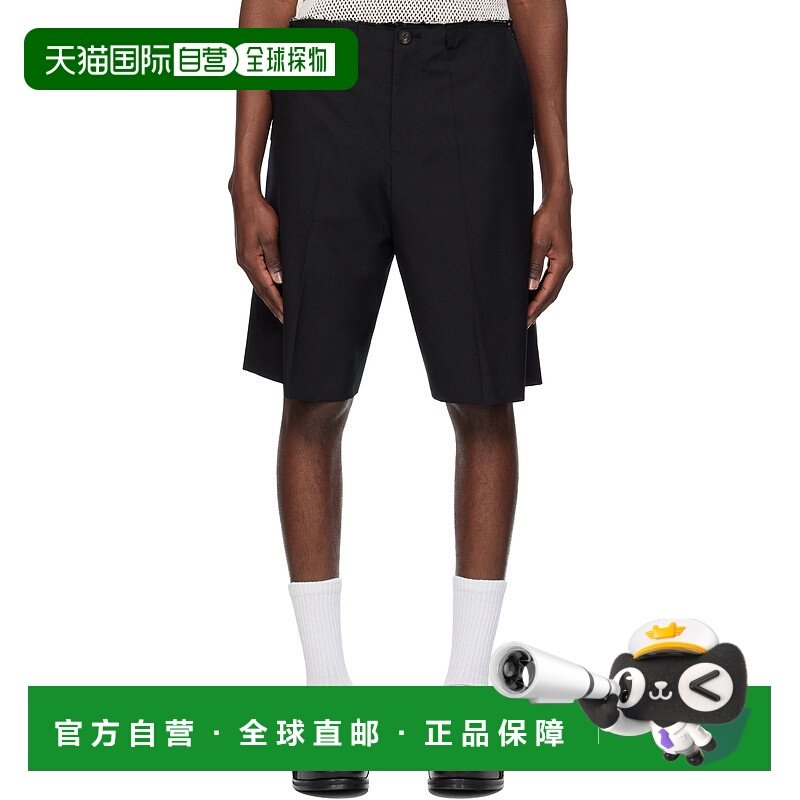 1h可退 潮奢 EGONLAB. 男士 黑色 Raw Edges Tailoring 短裤 SS25