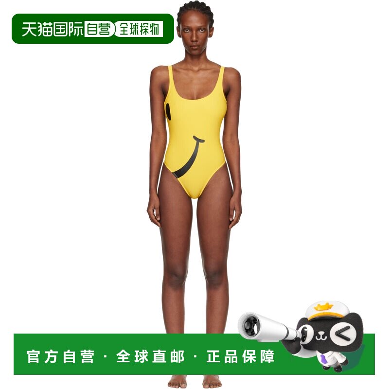Moschino 莫斯奇诺 女士 黄色 Smiley 系列 Lycra 连体泳衣 261E4