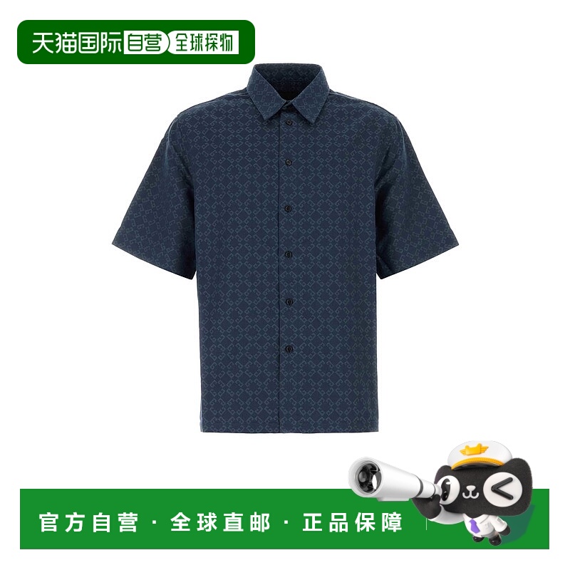 GIVENCHY 男士衬衫 BM612P5YCC063 AW2024 蓝色 短袖衬衫