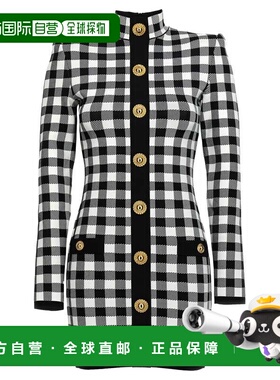 BALMAIN 女士半身裙 CF1R8019KF51EAB SS2024 灰色 Vichy knit dr