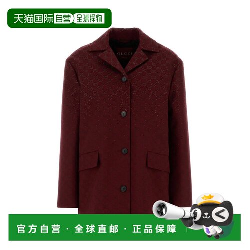 GUCCI 女士外套 853047ZKU096207 SS2026 酒红色 GG fabric blaze