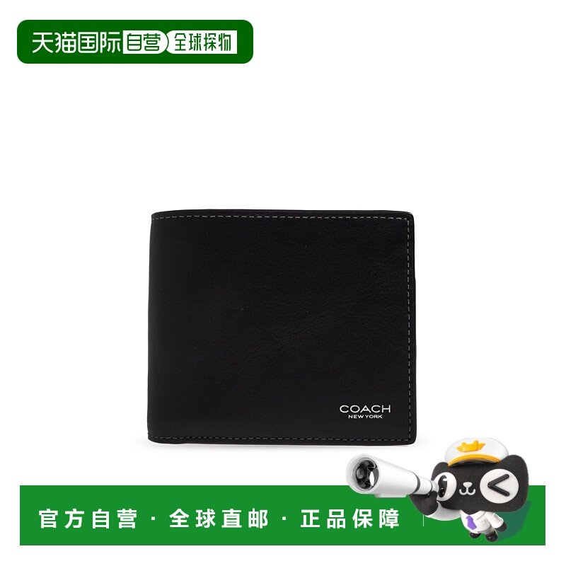 COACH 男士钱包 CY9110BLK SS2026 黑色 Leather wallet with log