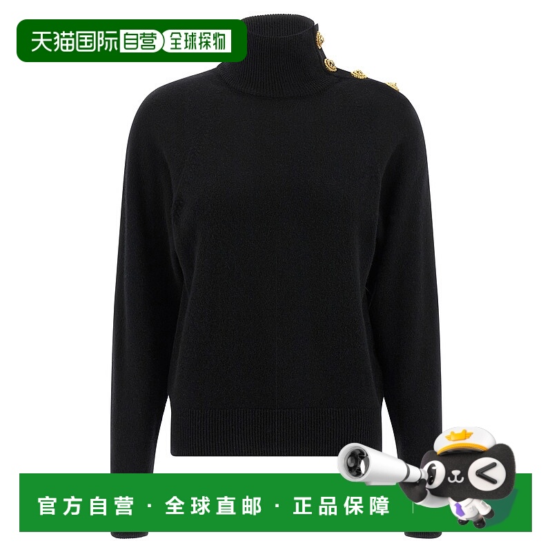 1h可退 BALMAIN 女士针织衫 FF0KF100KI870PA AW2025 黑色 Cashme