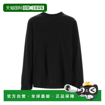 Sacai 男士 黑色针织府绸宽松款T恤 2603954M001