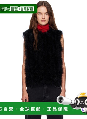 1h可退 潮奢 YVES SALOMON 女士 黑色 Cropped Feather 马甲 26W2