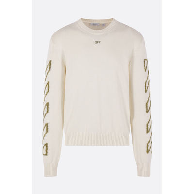 1h可退 潮奢 off-white 男士 灰白色 Diag Outline 圆领毛衣 OMHE