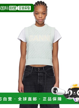 1h可退 潮奢 GANNI 甘尼 女士 蓝色 Textured Cotton 马甲 K2348