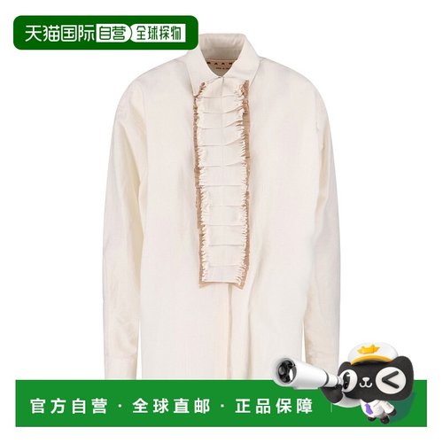 1h可退 潮奢 Marni 玛尼 女士 可拆式胸飾斜紋襯衫 CAMA0639QSUTC