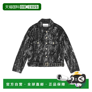 GANNI 女士西服 J1599006 SS2025 黑色 HEAVY DENIM JACKET外套