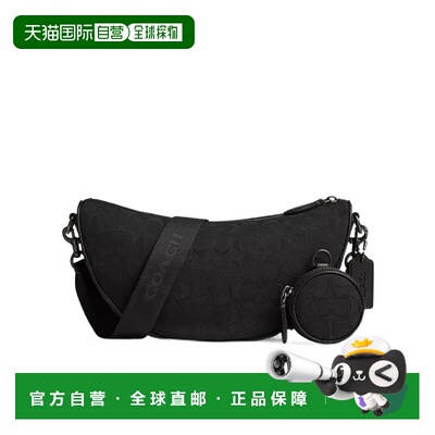 COACH 男士腰包 CAH95BLK SS2025 黑色 HALL 标志蔻驰斜挎包小包
