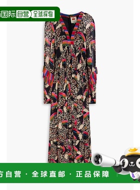 1h可退 潮奢 FARM RIO 女士 荷叶边印花乔其纱长款连衣裙 301942L