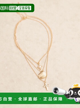 1h可退 潮奢 ASOS 男士 设计多晶石坠饰项链(三件套)(金色)吊坠