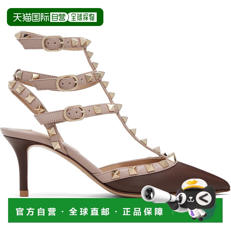 1h可退 潮奢 valentino 华伦天奴 女士 棕色 Rockstud Caged 高跟