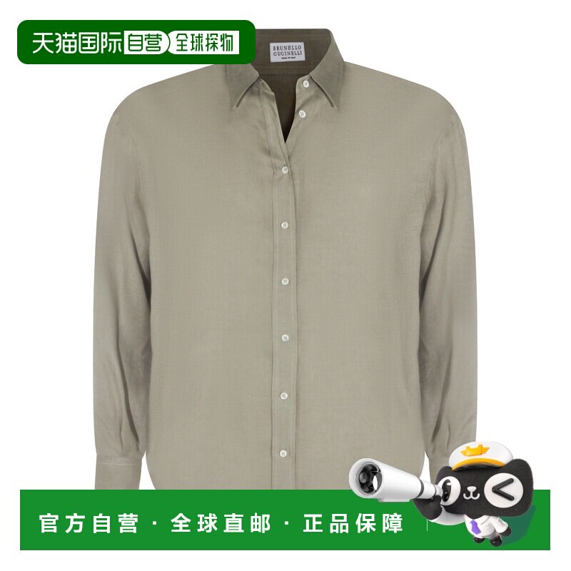Brunello Cucinelli 布内罗 古奇拉利 女士 灰色亚麻衬衫 MA698MQ