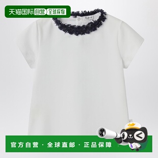 1h可退 潮奢 il gufo 女童 白色磨破领圈T恤童装 P25TS240MF032CC