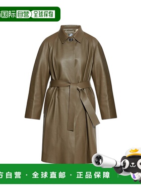 FENDI 女士大衣 FPS841ARTZF0TZ6 SS2025 绿色 Leather coat with