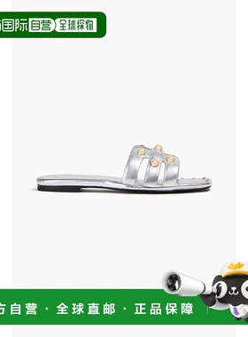 1h可退 潮奢 Maje 女士 铆钉金属感皮质凉鞋 MFACH00660ARGENT