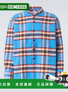 1h可退 潮奢 Greg Lauren 男士 格子棉质衬衫 blue蓝色 舒适时尚