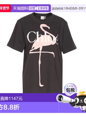 CHLOÉ 女士T恤 26SJH20807070 SS2026 黑色 Fenicotteri Print An
