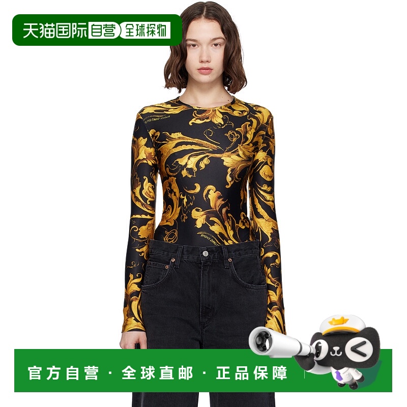 1h可退 潮奢 Versace Jeans 范思哲 女士 黑色 & 金色 Lycra 连体