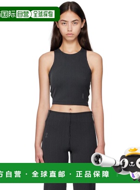 1h可退 潮奢 On 女士 黑色 All-Day Ribbed Crop 运动上装 1WF304