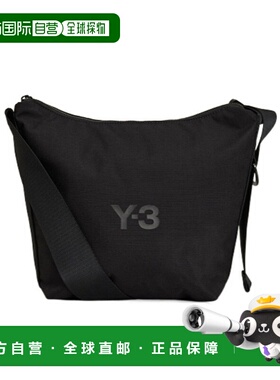 Y-3 男士斜挎包 JW6216 AW2025 黑色 拉链单肩包