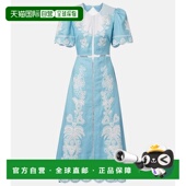 潮奢 FARM RIO 1h可退 女士 刺绣露背亚麻中长连衣裙