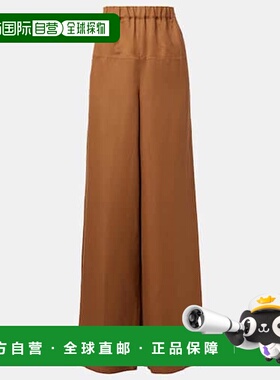 1h可退 潮奢 MaxMara 麦斯玛拉 女士 Onore 亚麻真丝斜纹布阔腿裤