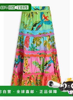 1h可退 潮奢 FARM RIO 女士 印花瑞士圆点棉质中长半身裙 300652O