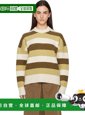 1h可退 潮奢 Ami Paris 女士 绿色 & 棕色 Alpaca Striped Crewne