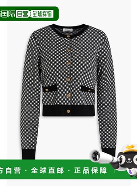 1h可退 潮奢 Sandro 女士 提花针织针织开衫 SFPCA01034BLACK羊绒