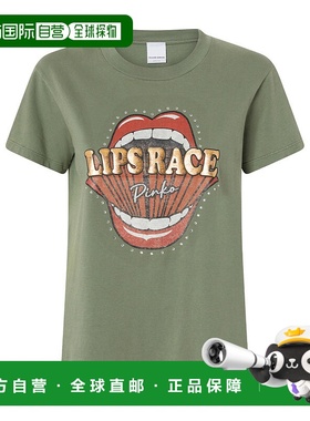 PINKO 女士T恤 105050A2D8V49 SS2025 军绿色 短袖T恤