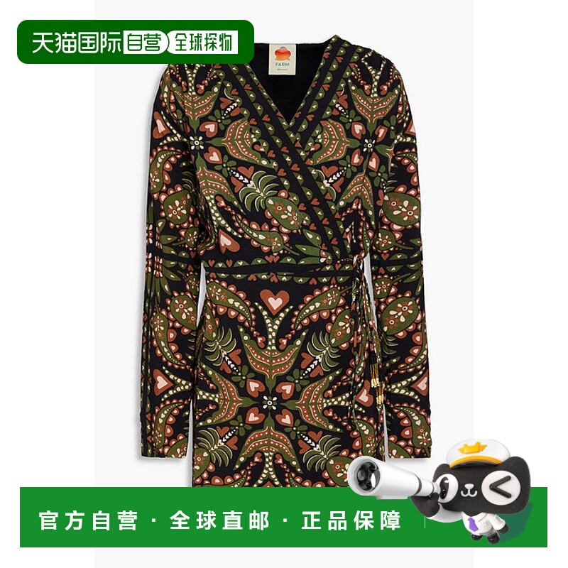 1h可退 潮奢 FARM RIO 女士 印花绉纱迷你缠绕式连衣裙 314777MAR