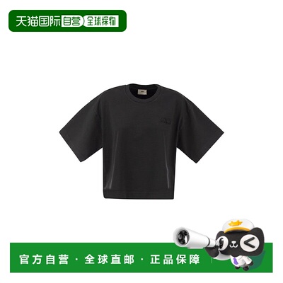 AUTRY 女士T恤 TSPW11OK SS2025 黑色 Boxy T-shirt with logo