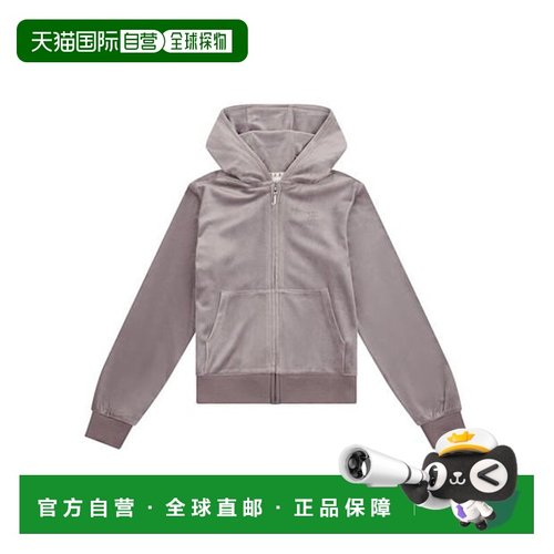 1h可退 潮奢 Juicy Couture 橘滋 女童 儿童天鹅绒精致拉链连帽衫
