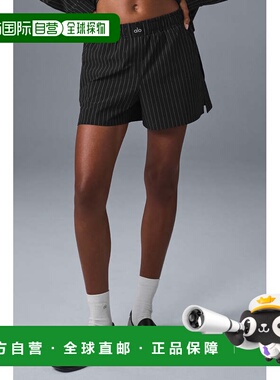 alo yoga Daylight 条纹宽松舒适时尚网球三分休闲短裤 女款 黑色