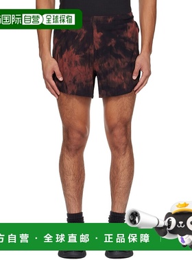 1h可退 潮奢 Y-3 男士 黑色 & 橙色 AOP Running 短裤 KA7128