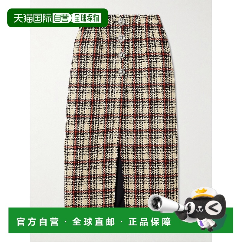 1h可退 潮奢 Rabanne 女士 格纹半身裙 24HCJU023LA0331a字裙