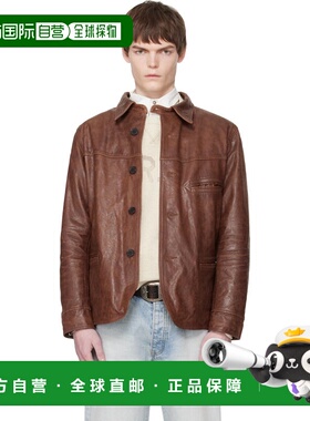 潮奢 ralph lauren rrl 拉夫 劳伦RRL 男士 棕色皮革夹克 7829438