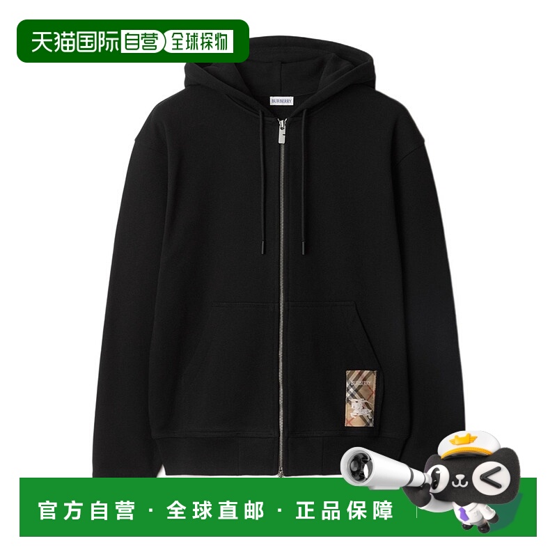 BURBERRY 男士针织毛衣 81022761 AW2024 黑色 标签连帽卫衣