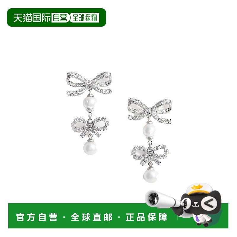 SELF-PORTRAIT 女士耳饰 RS26629ESL SS2026 银色 双蝴蝶结耳环